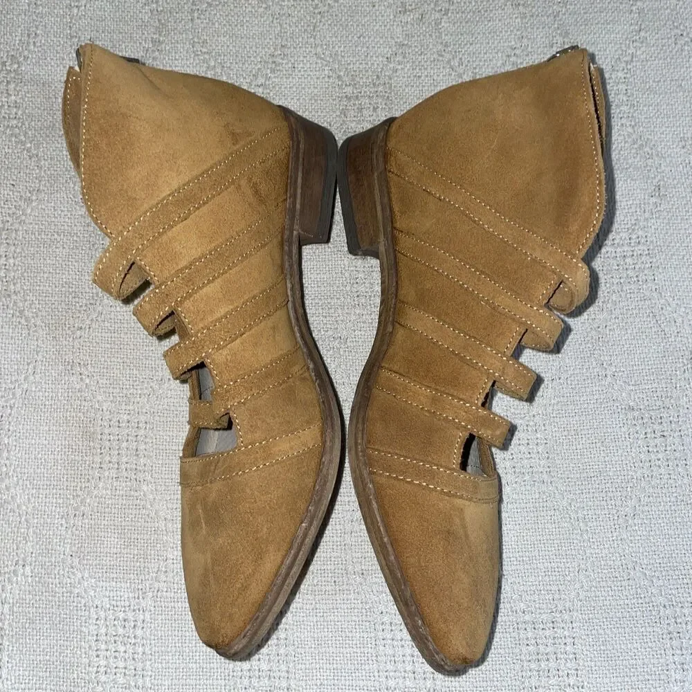 Free People Women’s Casual Booties Size 37 U.S. 6 M Tan Leather Going Out Party